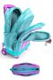 Girl's Lighted Wheel, Turquoise Pink Striped Printed, Primary School Rickshaw Bag and Pen - 2