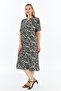 Black and White Shawl Patterned Short Sleeve Viscose Summer Mother Dress - 6
