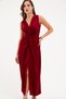 Women's Burgundy Knot Detailed Midi Satin Dress - 2