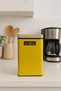 1 Piece Seersucker Yellow Coffee Storage Box & Jar with Wooden Look Metal Lid 17*11*8 cm - 3