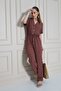 Women's Jacket Collar Elastic Waist Jumpsuit - 700-2622
