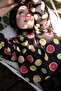Women's Hijab Fresh Slice Fruit Printed Full Covered 3 Piece Swimsuit Set