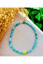 Blue Ceyt Stone Natural Stone, Murano Glass Smiley Face Pendant - 2