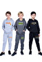 3-Piece Kangaroo Pocket Hooded Printed Boy's Tracksuit Set
