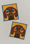 Pack of 2 Digital Printed Cocktail Napkins with Embroidery Detail Ds19 - 2