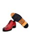 Red Color Lace-Up Leather Men's Shoes - 3