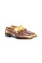 Sariya Chocolate Color Laceless Khaki Leather Men's Shoes
