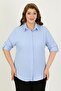 Women's Blue Wrinkle Plus Size Shirt - 4