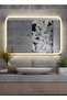 مرآة مستطيلة LED مقاس 80×60 سم مع تحكم باللمس، إضاءة جانبية، للحمام والمكياج - 2