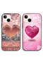 حافظتان لهاتف Apple iPhone 13 mini، أغطية حماية لامعة على شكل قلوب