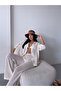Women's Yellow Openwork Shirt Pants Suit Beach Dress