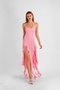 Degaje Collar Midi Length Ruffled Pink Dress