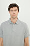 Men's White Cotton Comfort Fit Relaxed Fit Polo Neck Jacquard T-Shirt - 4