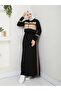 2-Piece Hijab Sports Suit Set – Two Thread Cotton Fabric with Stripe Detail N-05454 _ Black - 2