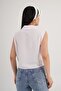 Striped Tie Detail Sleeveless Pink Shirt - 5