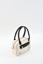 Cream/Grey/Black Shk225 Faux Leather, Two Compartments with Zipper, Column Strap Bowling Hand and Shoulder Bag - 6
