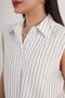 Striped Tie Detail Sleeveless Anthracite Shirt - 6