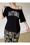 Women's Off Shoulder Boat Neck East Coast Printed T-Shirt