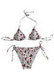 Women's White Cherry Themed Halter Neck Tie-Up Triangle Bikini Set Hzl25S-Lc5005 - 3
