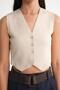 6827 Women's V-Neck Buttoned Summer Knitwear Vest Stone - 6