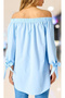 Madonna Collar Short Sleeve Detailed Summer Women's Baby Blue Mini Dress Tunic - 4