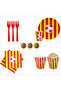 Fan 8 Plates, 8 Cups, 8 Corn Boxes, 10 Napkins, 10 Forks, 10 Toothpicks