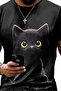 Men's Crew Neck Cat Printed Single Jersey T-Shirt - 3