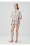 Linen and Cotton Beige Plaid Shorts Pajama Set-Belezza Collection - 3