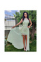 Rochie verde asimetrica din dantela