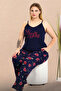 Thin Strap Floral Plus Size Pajamas Set