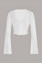 Spanish Sleeve Front Tie Tulle Blouse 8050 - 2