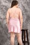 Pink Satin Negligee Nightgown Set with Lace on the Sleeves - 3