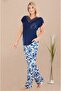 Lace Trim V Neck Short Sleeve Pajama Set with Pockets