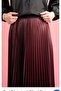 Leather Look Pleated Skirt Standard Size Elastic Waist Plaster Fabric Light Shiny Skirt - 2
