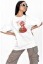Oversize Strawberry Girl Back Printed T-Shirt, Strawberry Themed Crew Neck T-Shirt - 2