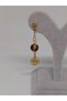 Natural Stone Gold Steel Earrings - Tiger's Eye Stone Capella Series with Life Tree (55682) - 4