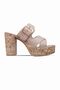 Mute Women's Belt Buckle Detailed Cross Strap Heeled Slippers-Cream