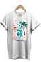 Summer Vibes Summer Themed Cocktail, Palm and Sea Pattern 100% Cotton Regular Fit T-Shirt