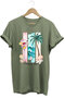 Summer Vibes Summer Themed Cocktail, Palm and Sea Pattern 100% Cotton Regular Fit T-Shirt