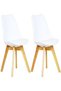 Eamy Set of 2 White Tulip Design Mid Century Modern Upholstered Dining Chairs White & Beech