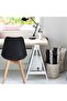 Eamy Single Black Tulip Design Mid Century Modern Upholstered Dining Chair Black & Beech - 4