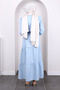 Blue Collar Tie Skirt Layered Muslin Dress - 4