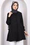Black Buttoned Ruffle Detailed Tunic