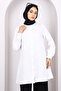 Ecru Buttoned Ruffle Detailed Tunic