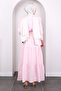 Powder Pink Collar Tie Skirt Layered Muslin Dress - 4