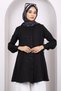 Black Buttoned Ruffle Detailed Tunic - 3