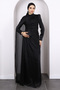 Black Front Draped Chiffon Evening Dress