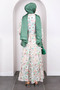 Green Half Button Skirt Layered Floral Print Dress - 4