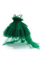 D' Daniela - Toddler Girls Bow Front Ruffle Hem Mesh Gown Dress Green with long tail - 2