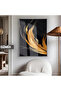 Amazing |   Gold -Black Feather Model 01 (Feather) | Framed Tempered Glass Table Single Vertical